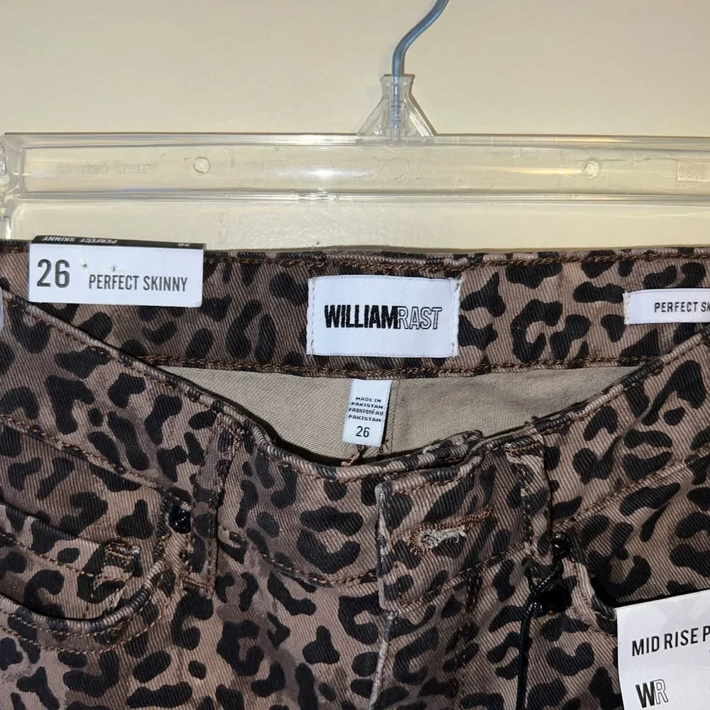 NEW WILLIAM RAST Women's Size 26 Perfect Skinny Iconic‎ Wild Cheetah Print Jeans